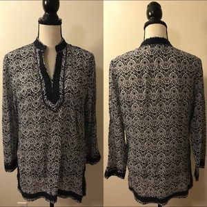 CYNTHIA ROWLEY Women Top Blouse Shirt Navy Sz M